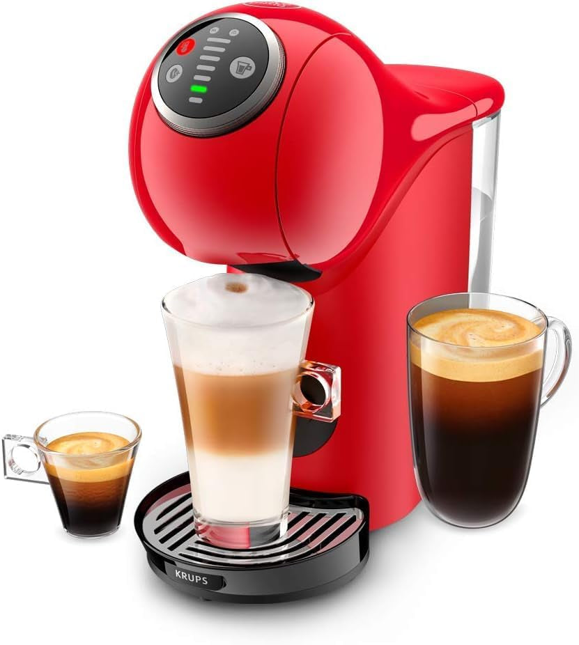 Macchina per capsule NESCAFÉ DOLCE GUSTO Krups KP3405 Genio S Plus | Espresso Boost, pressione della pompa da 15 bar | Serbatoio dell'acqua da 0,8 litri | 1500 Watt | Colore Rosso con Latte Macchiato