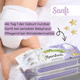 Salviette umidificate Millis Bamboo Baby Sensitive per la pelle delicata del bambino - 5 x 60 pezzi - Pulizia naturale, delicata e sostenibile - Salviette biodegradabili per neonati, senza plastica e senza alcool