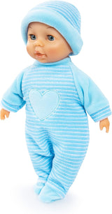 Bayer Design 92802AU Il mio primo bebè, 28 cm, bambola dal corpo morbido, con occhi addormentati, molto maneggevole, vestito carino, blu con cuore