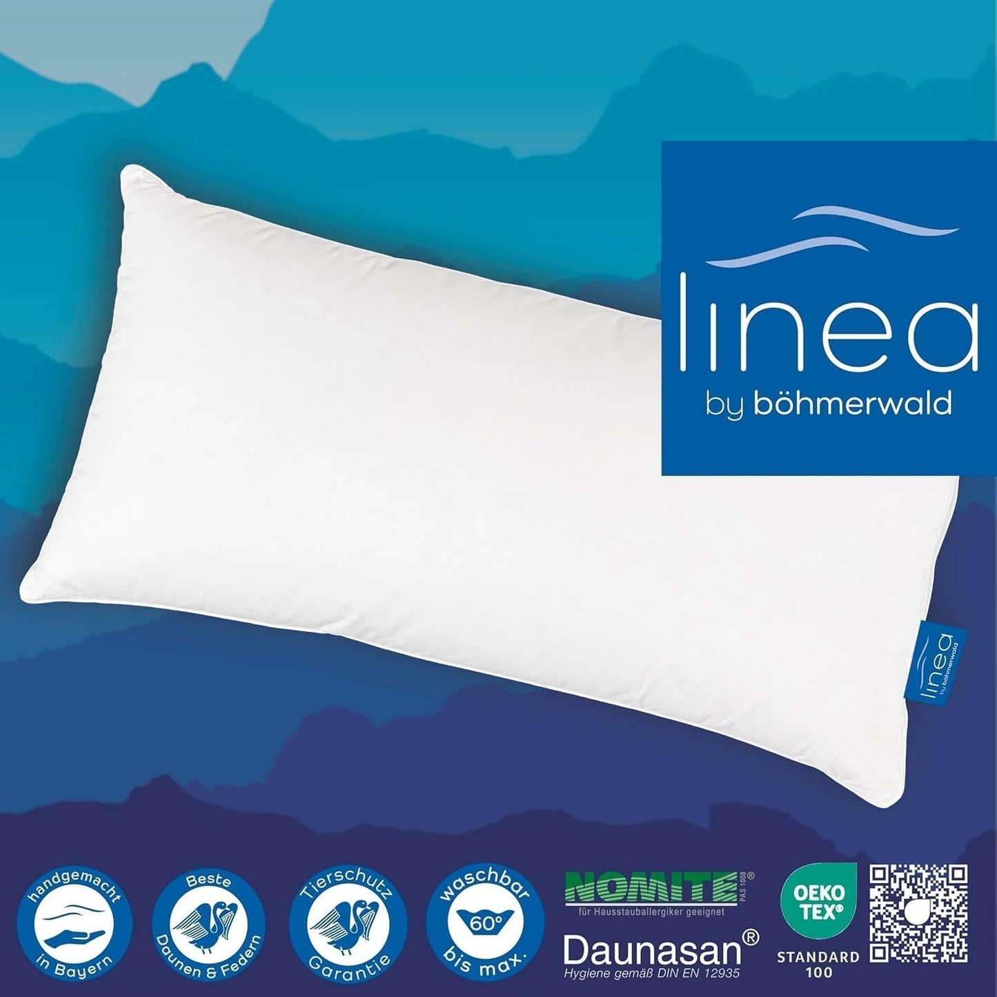 LINEA by Böhmerwald - Cosy - Cuscino Balance di alta qualità, 40X80, 70% piume classe 1, 30% piumino nuovo, adatto per allergie, lavabile fino a 60°C, made in Germany Cuscini standard Naty Shop