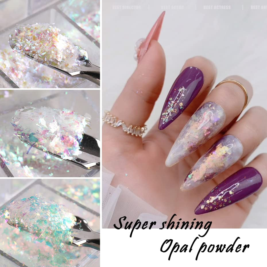 JMEOWIO Glitter per unghie 12 griglie Aurora Nail Art decorazione accessori nail design