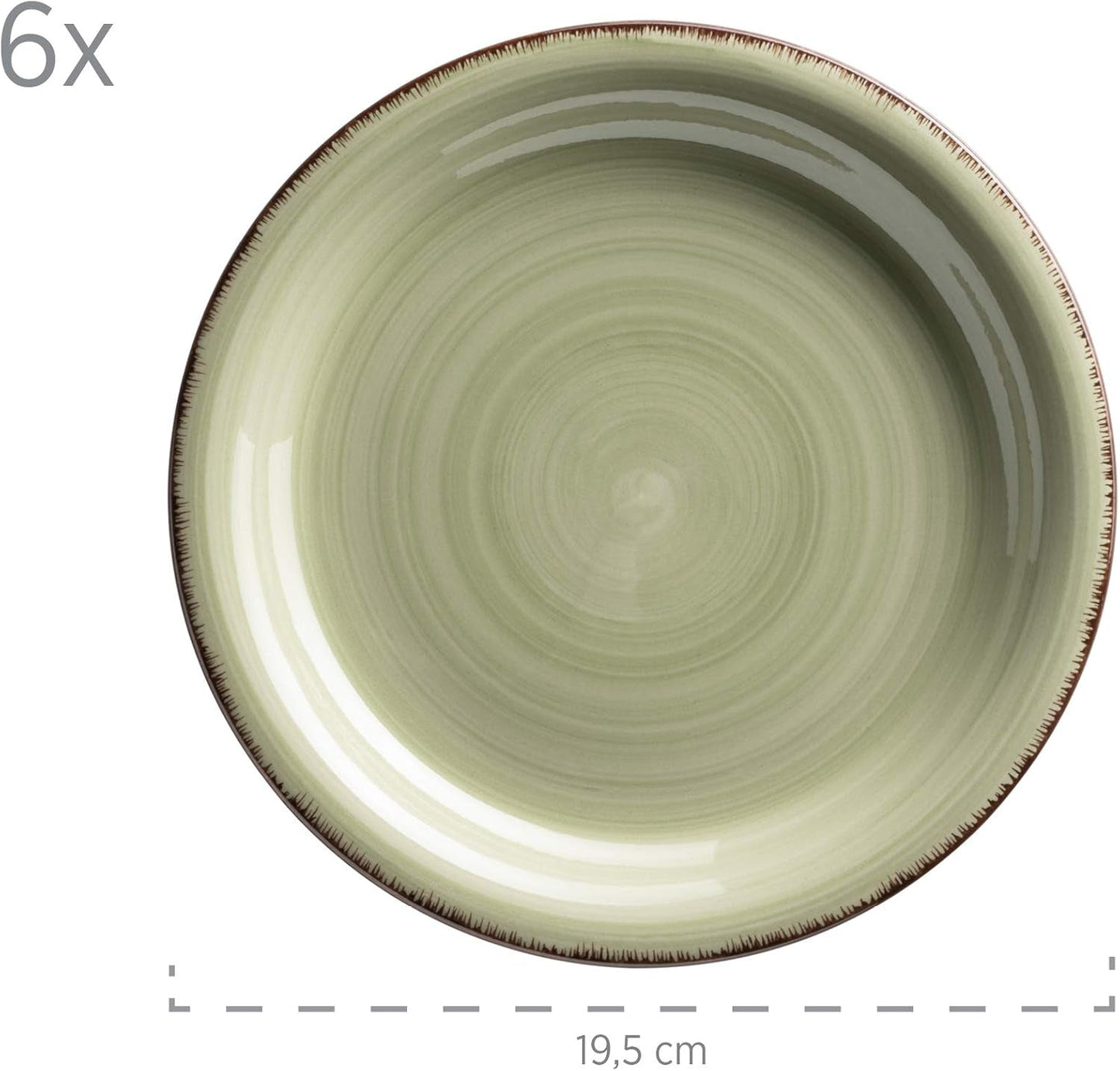 MÄSER 931490 Bel Tempo II Servizio da colazione per 6 persone in look vintage, ceramica dipinta a mano, set di stoviglie da 18 pezzi, verde, gres