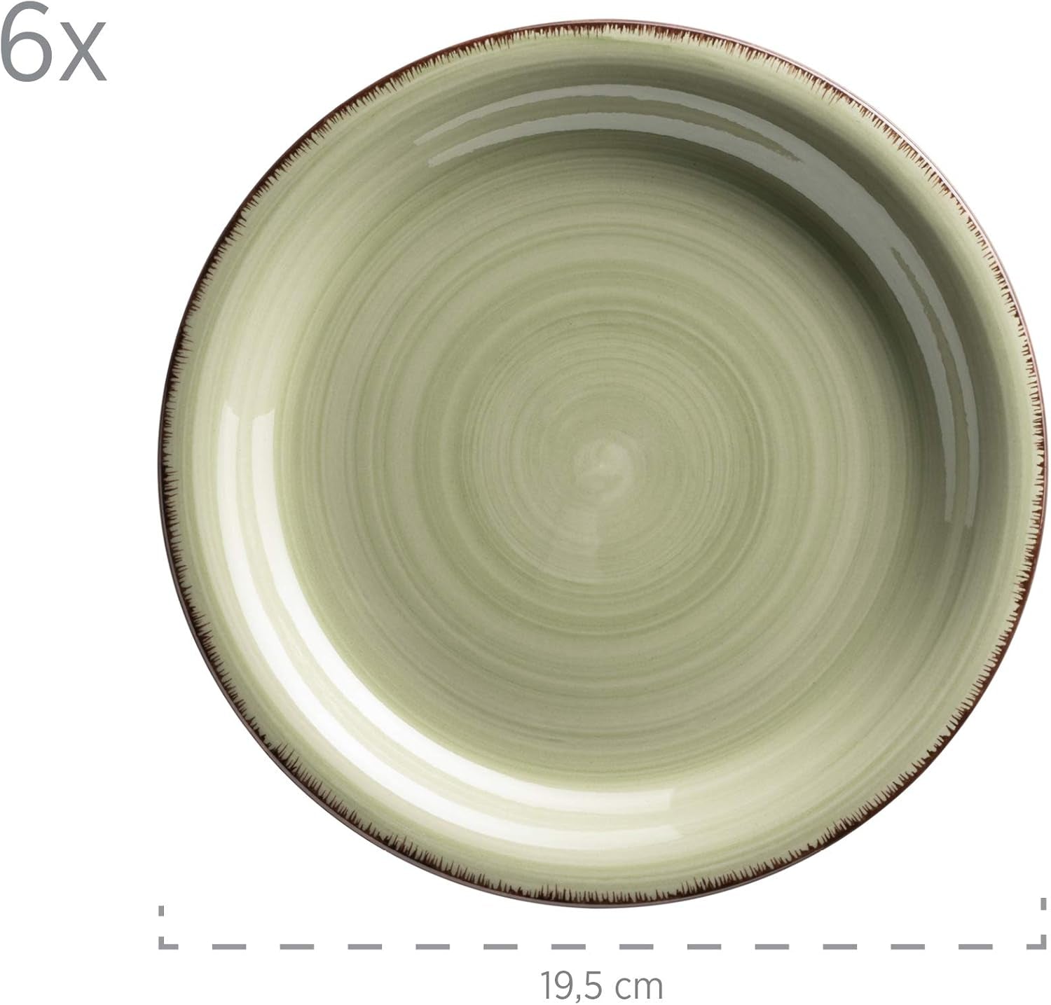 MÄSER 931490 Bel Tempo II Servizio da colazione per 6 persone in look vintage, ceramica dipinta a mano, set di stoviglie da 18 pezzi, verde, gres