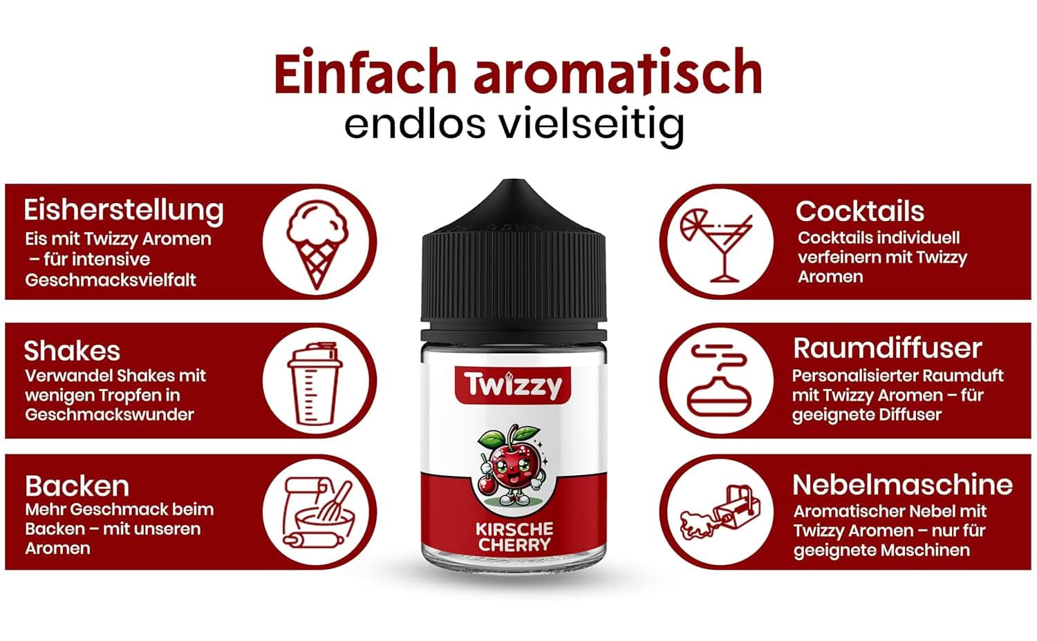 Aroma alimentare Twizzy Ciliegia - 60 ml - Gusto intenso - Ideale per dolci Aromas Naty Shop