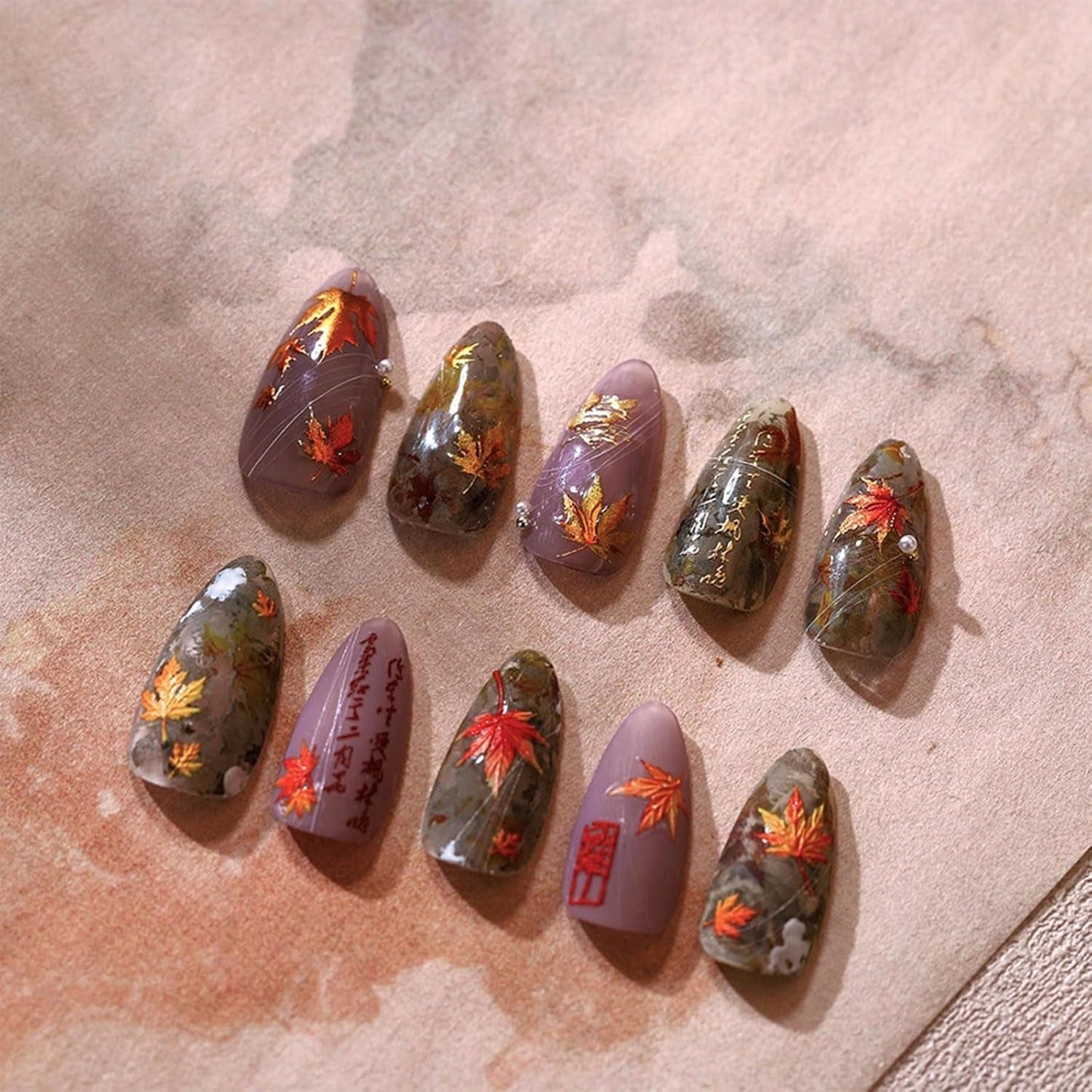JMEOWIO 3D Nagelsticker Herbst Nail Art Sticker Selbstklebend Nagelaufkleber 5D Stereoscope Ahornblatt Erntedankfest Dekoration Nageldesign Zubehör 1 Blatt