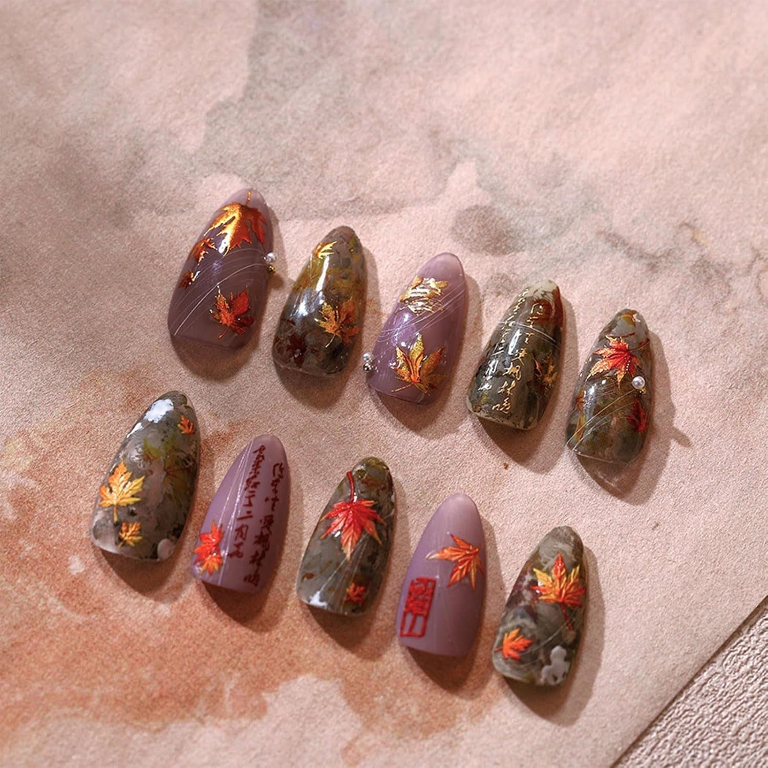 JMEOWIO 3D Nagelsticker Herbst Nail Art Sticker Selbstklebend Nagelaufkleber 5D Stereoscope Ahornblatt Erntedankfest Dekoration Nageldesign Zubehör 1 Blatt
