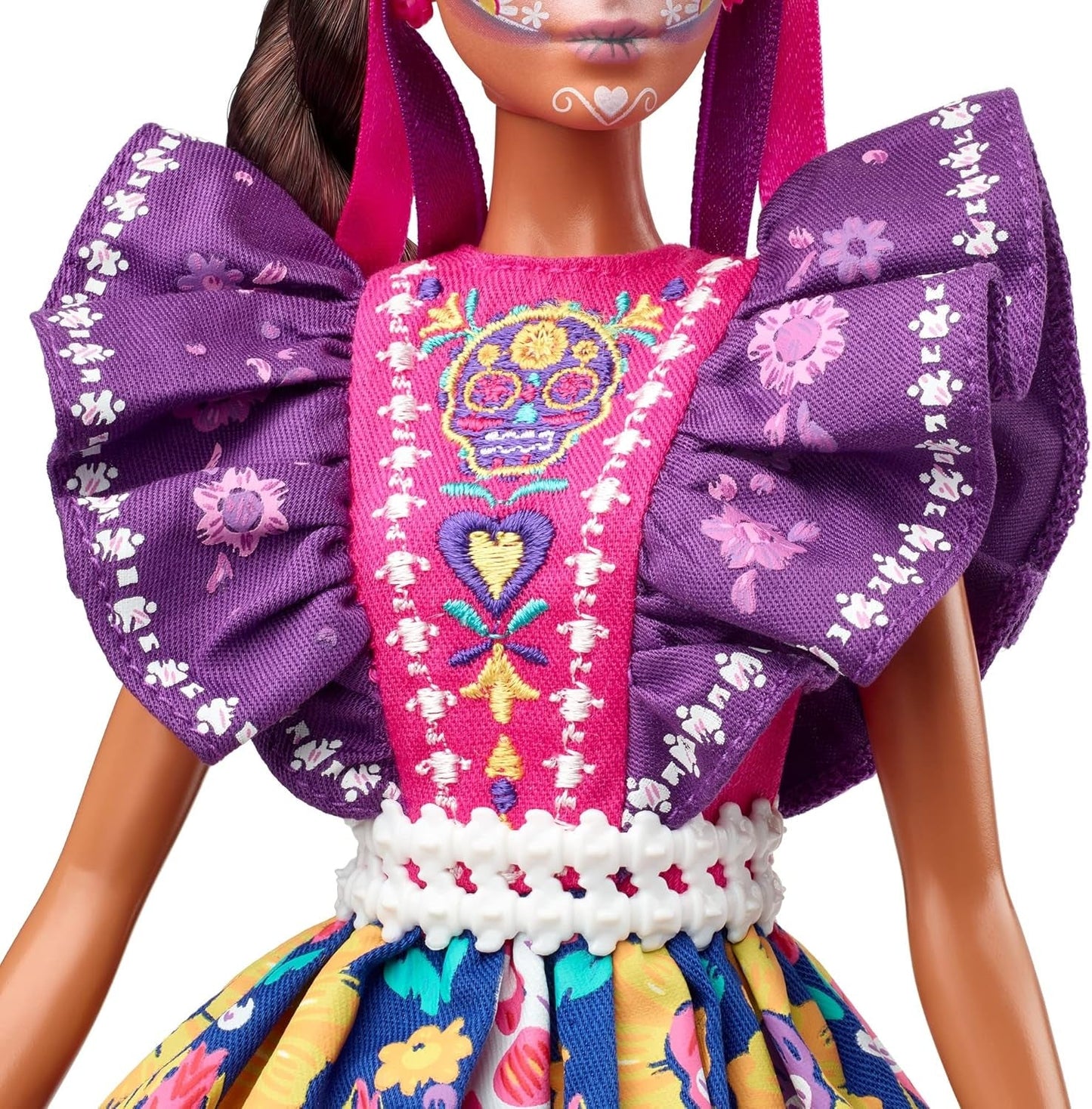 Bambola Barbie Día De Muertos 2022 con abito tradizionale arricciato, ghirlanda di fiori e pittura per il viso Calavera, regalo per collezionisti