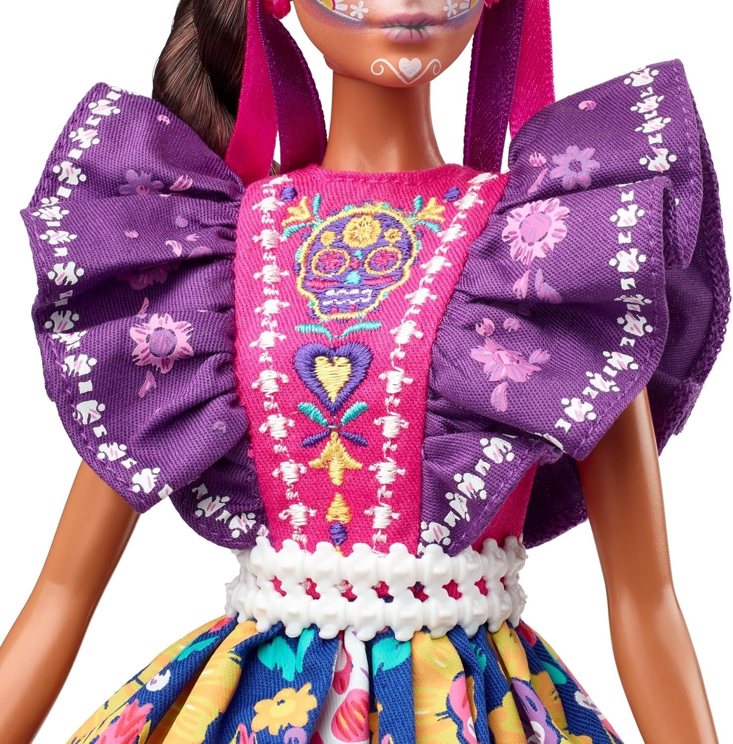 Bambola Barbie Día De Muertos 2022 con abito tradizionale arricciato, ghirlanda di fiori e pittura per il viso Calavera, regalo per collezionisti