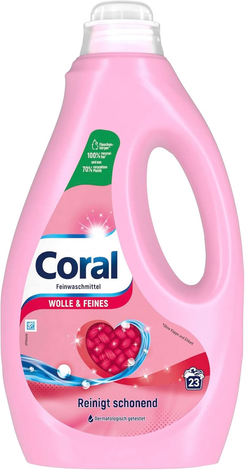 Detersivo liquido delicato Coral per lana e capi delicati, 23 lavaggi, 1,15 litri Detersivi per bucato Naty Shop 1,15 litri