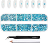 Beadsland 2500 pezzi di vetro per nail art strasssteine ​​​​Kristall Flatback Edelsteine ​​​​Runde, ​​für Handwerk Gemischt 8 Größen SS4 ~ SS30 con picking Pinzette e Stift (Kristall Weiss)
