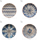 MÄSER 934017 Iberico Blue Servizio da tavola per 4 persone, 12 pezzi, stile moresco, vari design vintage in bianco e blu, ceramica