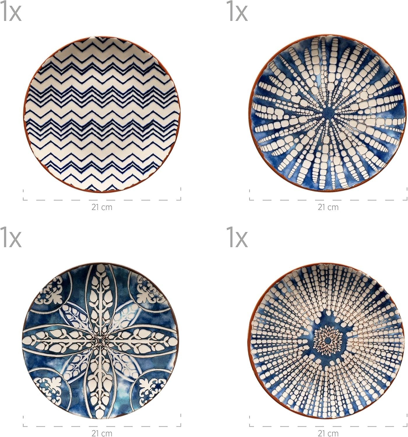 MÄSER 934017 Iberico Blue Servizio da tavola per 4 persone, 12 pezzi, stile moresco, vari design vintage in bianco e blu, ceramica