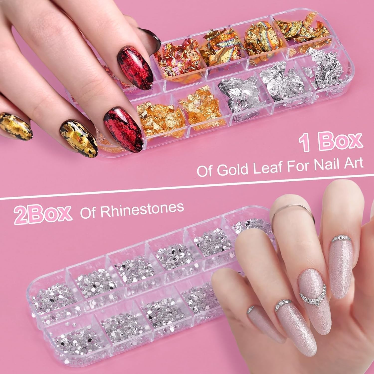 53 Blätter Nagelsticker, Set di pinsel e decorazioni per nail art, 15 pinsel, 5 penne a pois, Strasssteine, Blattgold Für Nagelkunst, Nagel Pailletten, Nagelkunstwerkzeuge e Dekorationssets