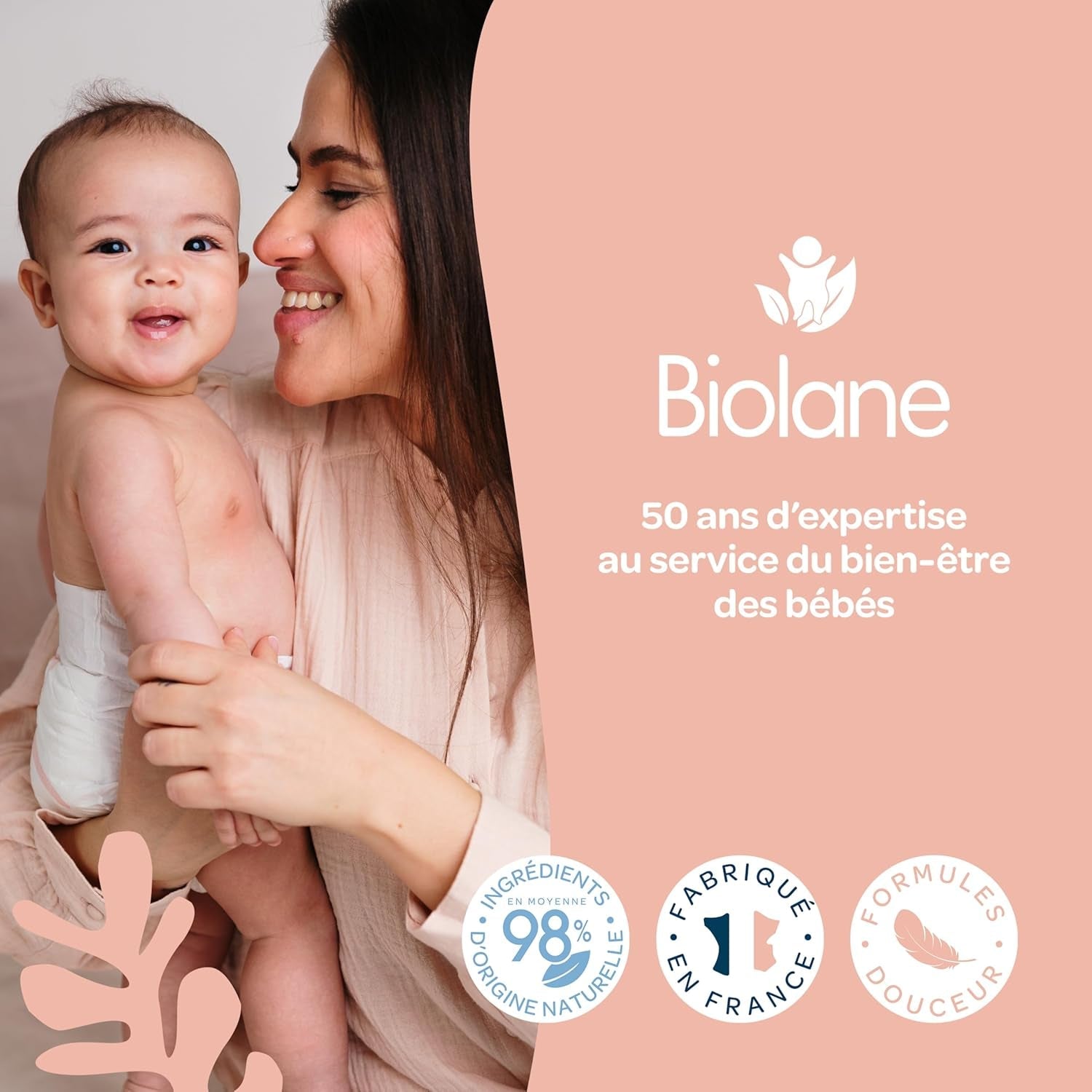 BIOLANE 12 Assorbenti Maxi Quadrati - Neonati - 100% Organico - 720 Cotone - per pelli sensibili - Cambio e articoli da toeletta - dalla nascita - prodotto in Francia