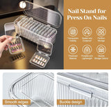 INMORVEN Set di scatole per unghie - 14 scatole trasparenti per unghie + 1 scatola grande e 60 dischi adesivi - Ideale per conservare unghie finte, accessori per unghie in gel e smalto (14 pezzi in uno strato)