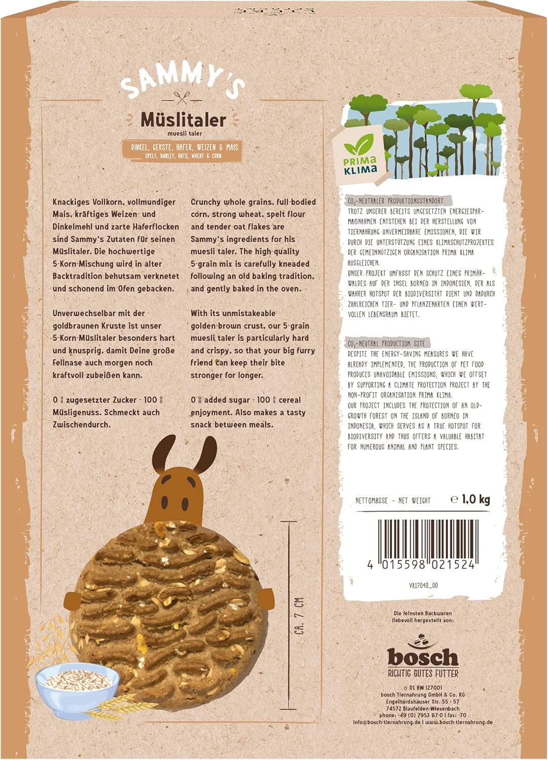 Sammy´S Müslitaler | Knusprig Gebackene Hundesnacks | 5-Korn-Müslitaler Für Deine Grosse Fellnase (Ab 30 Kg) | Negozio Naty di cereali da 1 Kg