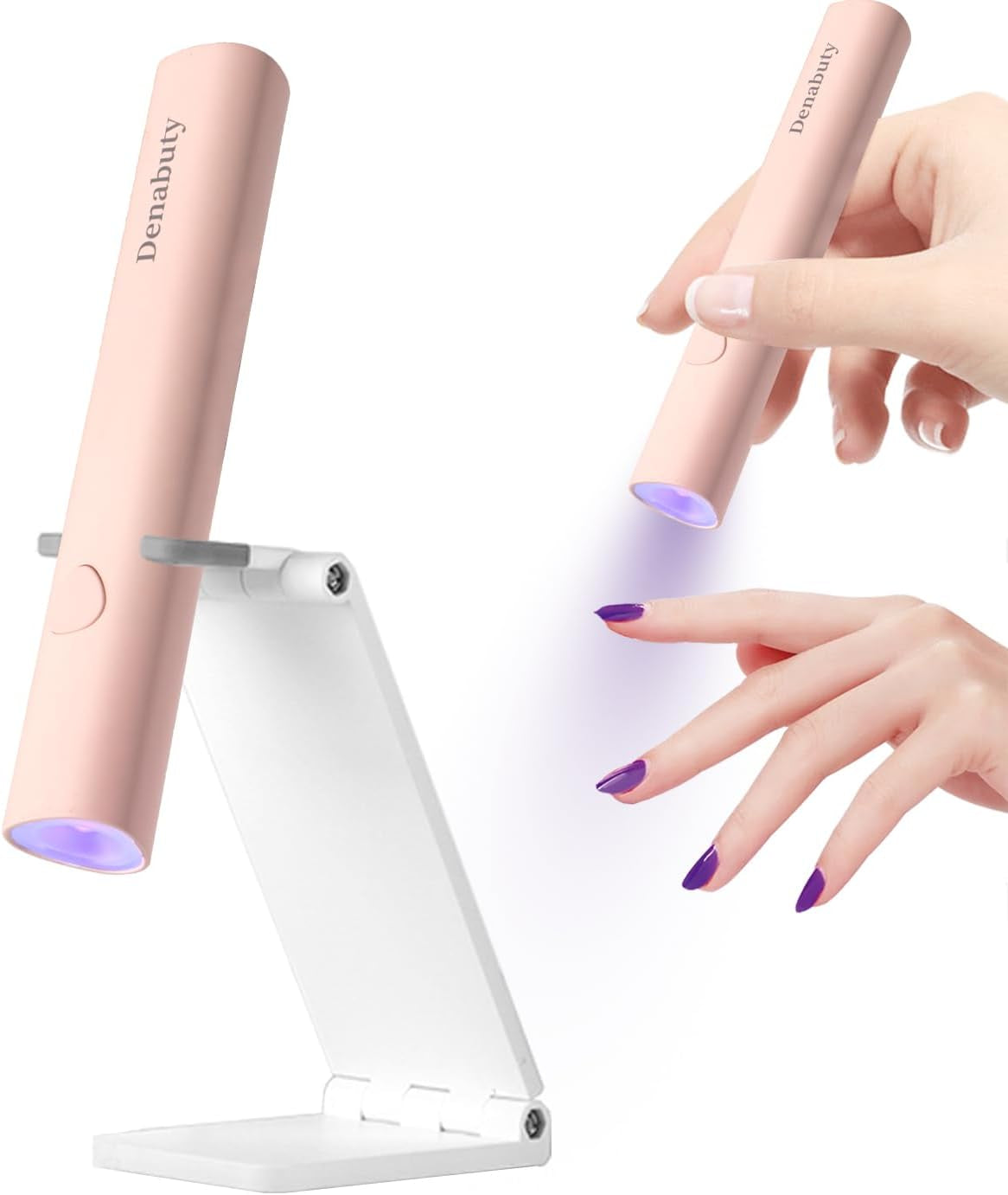 Denabuty Lampada UV per smalto gel, Mini Lampada LED U V per sostituzione unghie con supporto Tragbare Piccola lampada UV per smalto gel, per Aushärten Von Nagelkleber e punte per unghie Bianco