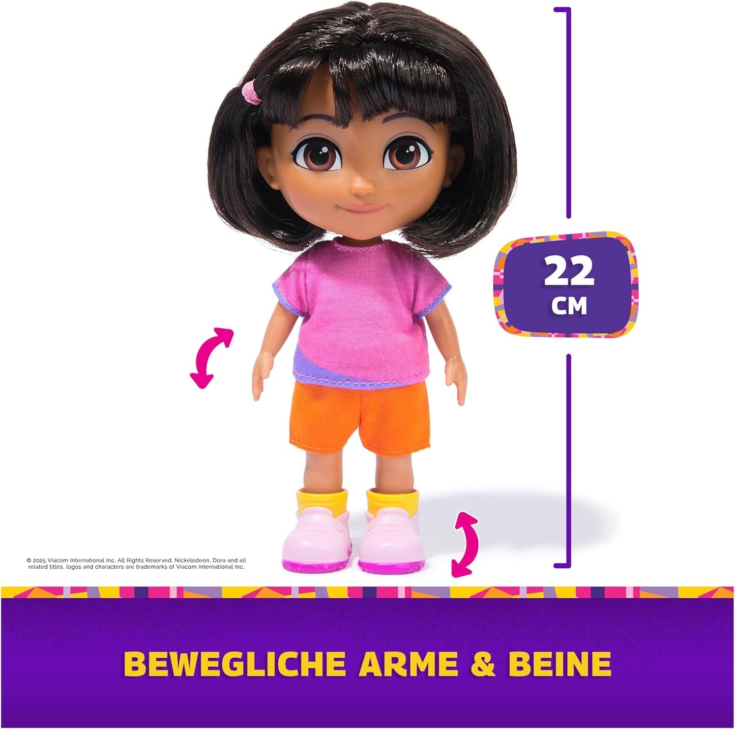 DORA - Bambola Best Friend - Misura 22 cm, con capelli pettinabili, cartella e stivali da scimmia, conosciuta dalla popolare serie TV, per bambini dai 3 anni in su