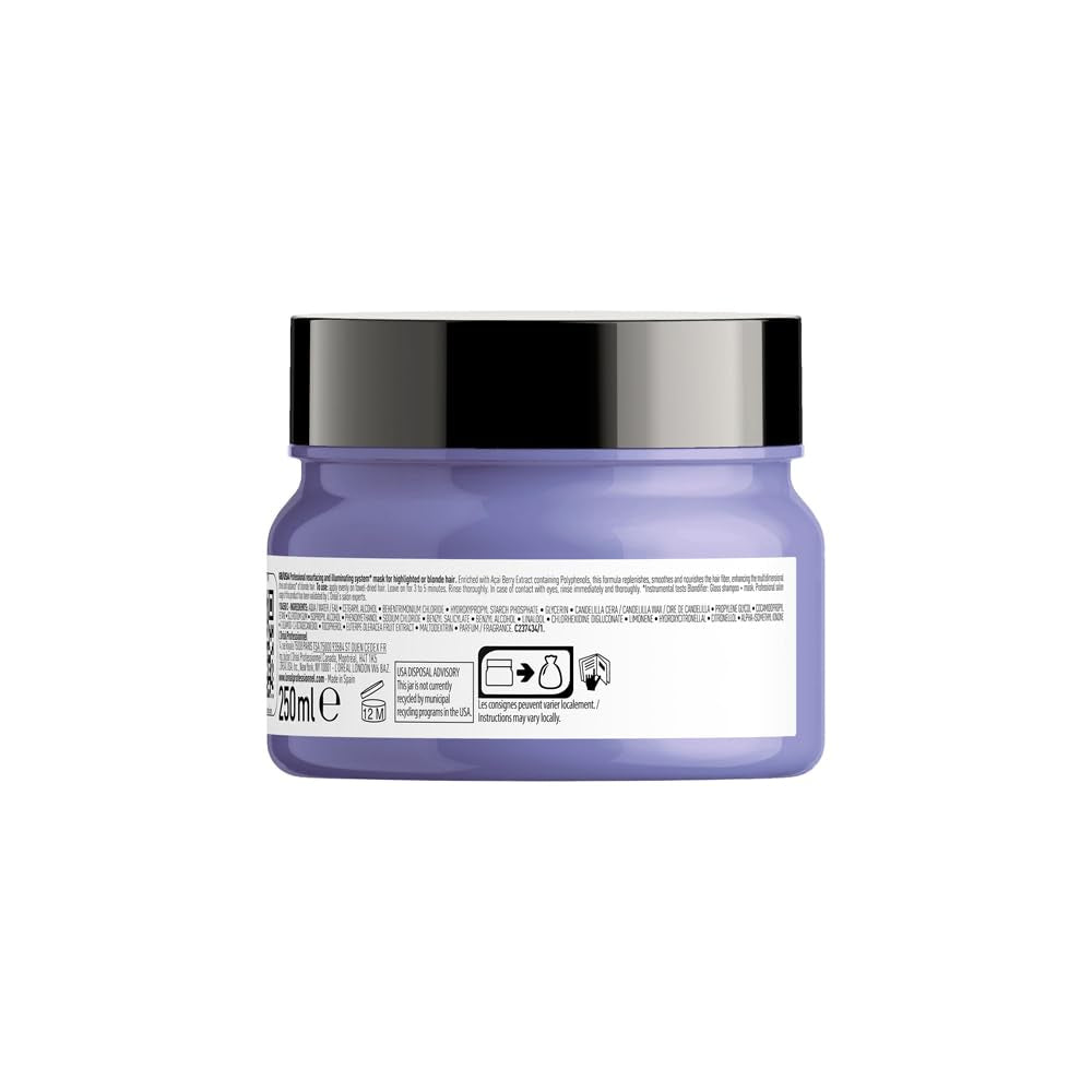 L'Oreal Professionnel | Maschera nutriente per capelli biondi e decolorati, estratto di frutto di Açai, Serie Expert, maschera bionda Naty Shop maschera per capelli