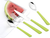 Posate JANE, acciaio inossidabile lucido 18/0, manici in plastica verde, 24 pezzi Kitchen Naty Shop
