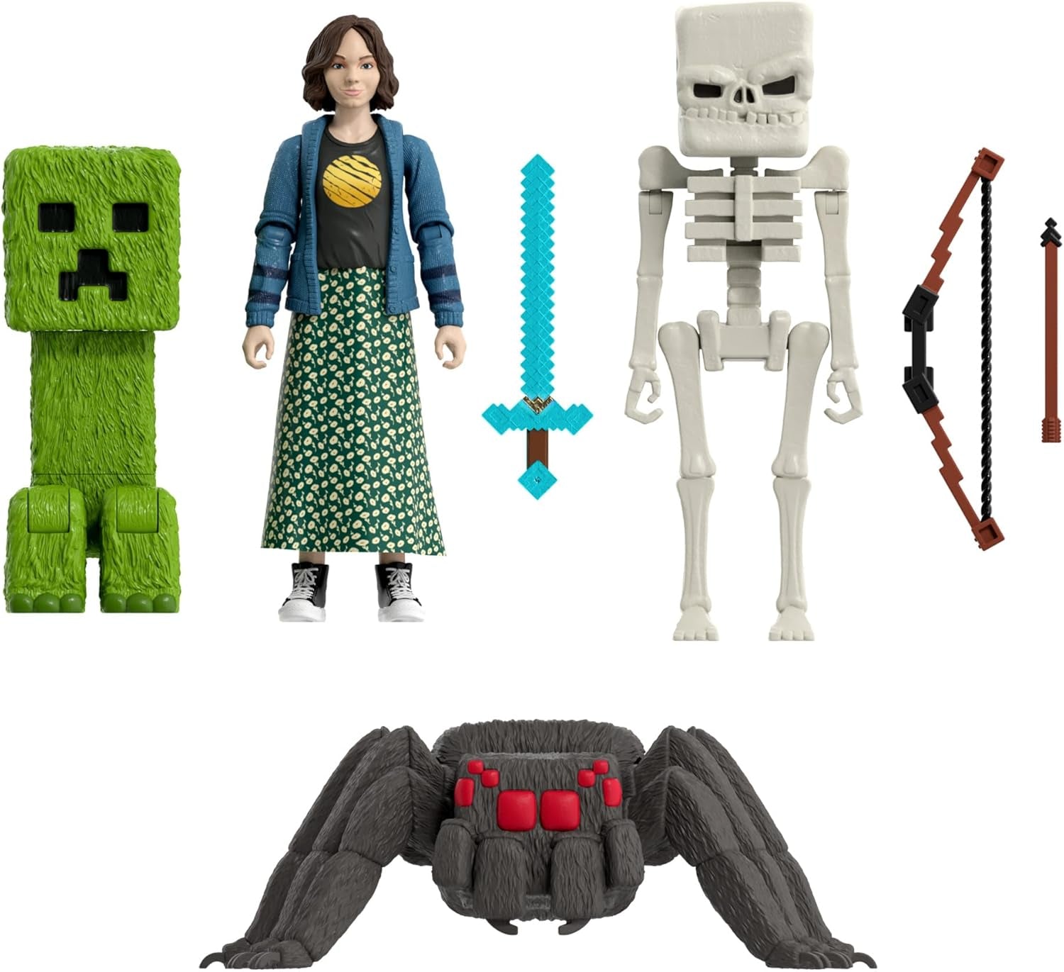 Mattel Minecraft Story Set con 4 action figure e 3 accessori Incontri nell'Overworld Set Minecraft Giocattolo da collezione ispirato al film JFR70 Action Figure Naty Shop