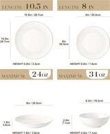 MALACASA Servizio Piatti 4 Persone Bone China Servizio Piatti 16 Pezzi Rotondo Bianco con Bordo Oro Set Combinato di 4 Piatti Piani 4 Piatti Dessert 4 Piatti Suma e 4 Ciotole per Cereali Serie NORI