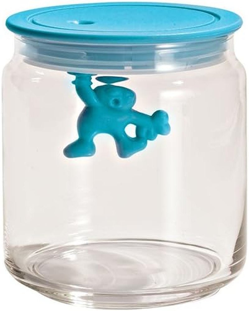 Alessi "Gianni" Barattolo da Cucina in Vetro con Coperchio Sigillato, Resina Termoplastica, Nero, 27,5 x 13,5 x 28 cm Scatole per Alimenti Naty Shop Azzurro 10,2 X 10,2 X 12 Cm
