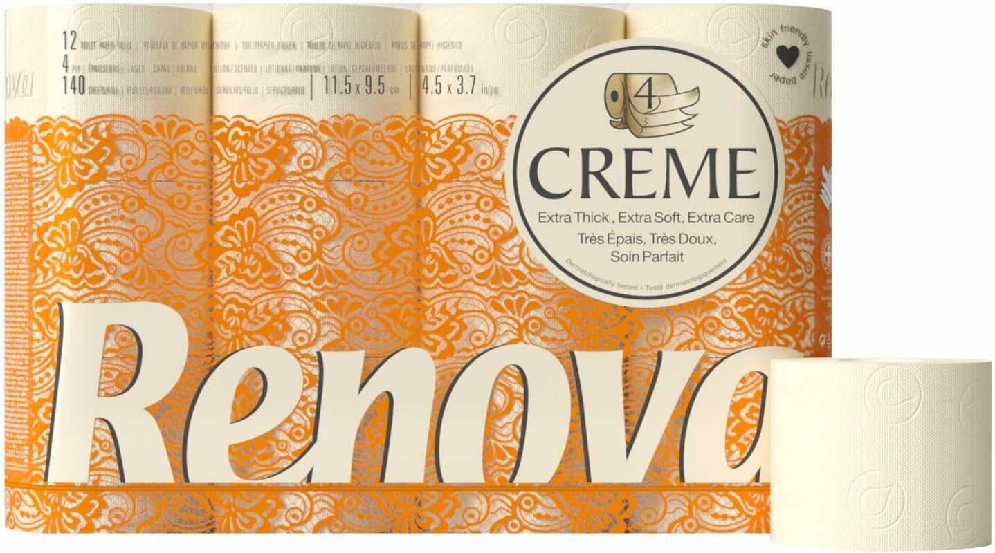 Carta igienica Renova 4 strati crema profumata, rotolo da 12 rotoli