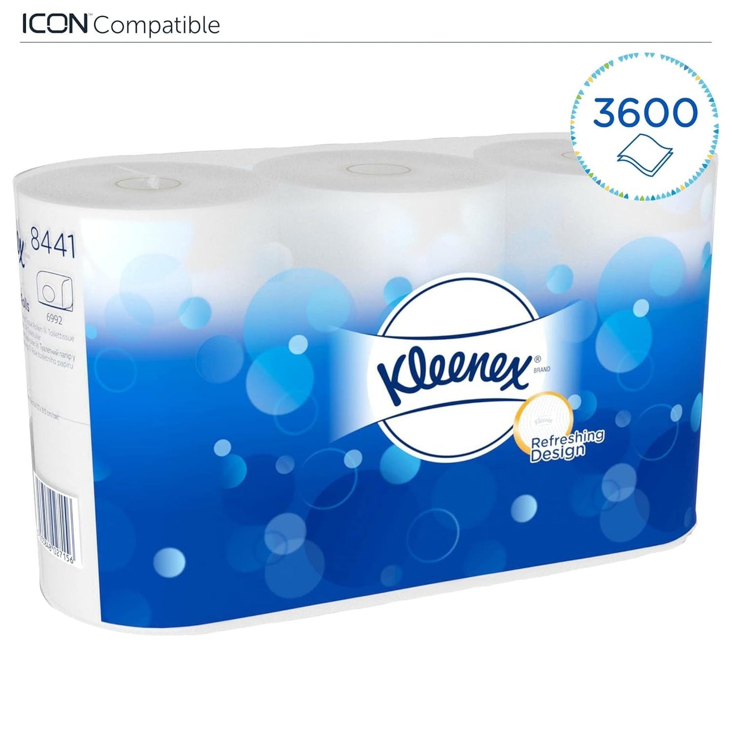 Kleenex Standard Roll 8441 Carta igienica - Carta igienica a 2 veli - 6 confezioni da 6 rotoli x 600 fogli ciascuno, bianco (36 rotoli/21.600 fogli totali)