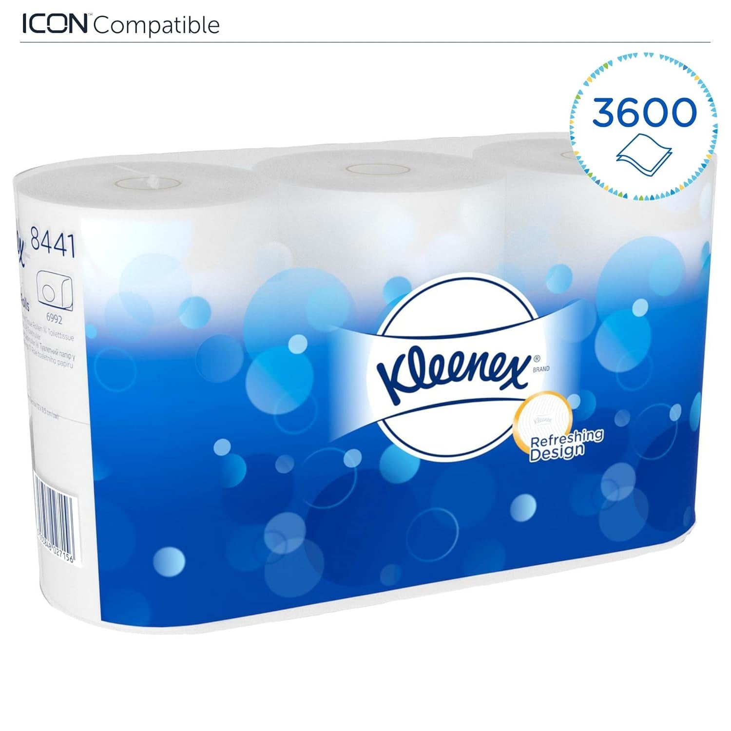 Kleenex Standard Roll 8441 Carta igienica - Carta igienica a 2 veli - 6 confezioni da 6 rotoli x 600 fogli ciascuno, bianco (36 rotoli/21.600 fogli totali)