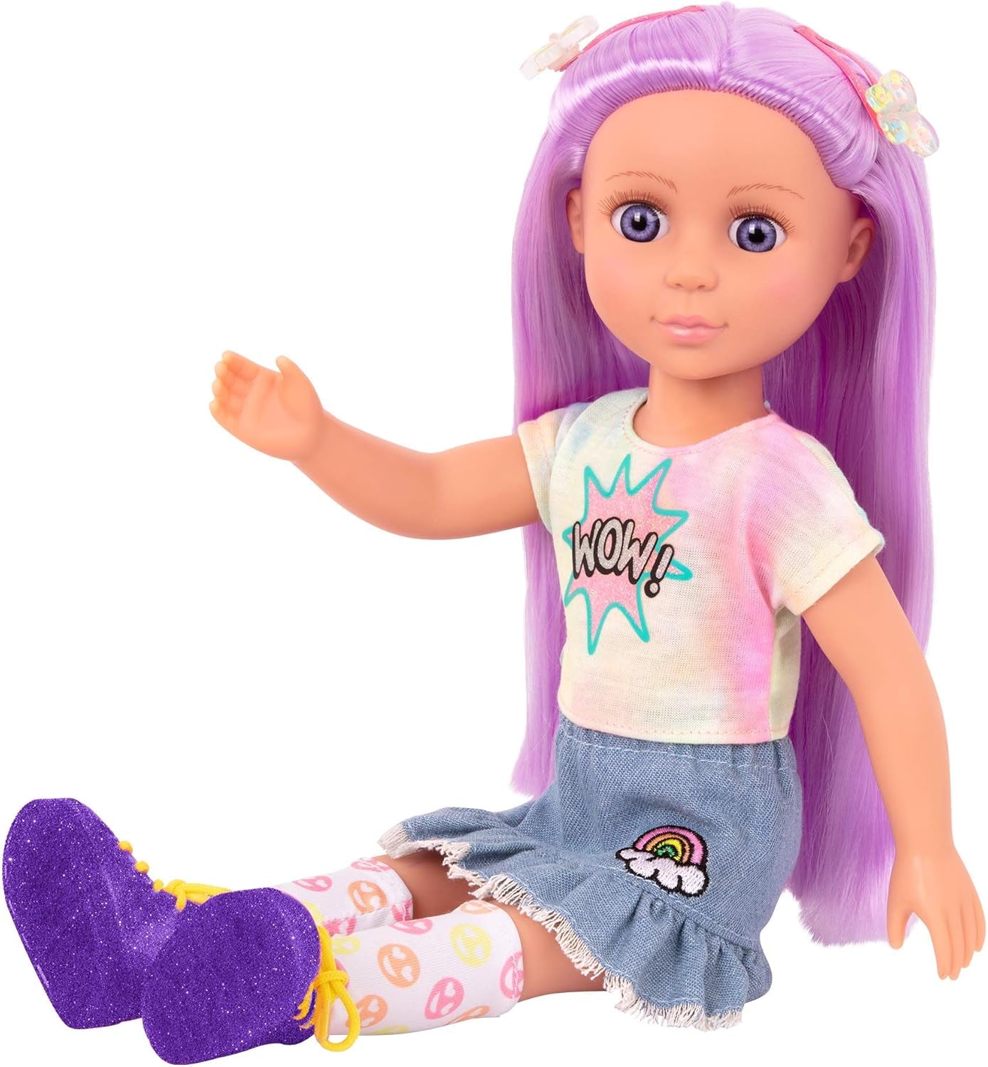Glitter Girls - Luma - Bambola articolata da 36 cm - Capelli viola e occhi viola unici - Extension per capelli, fiocco, fermagli e vestito colorato - 3 anni +