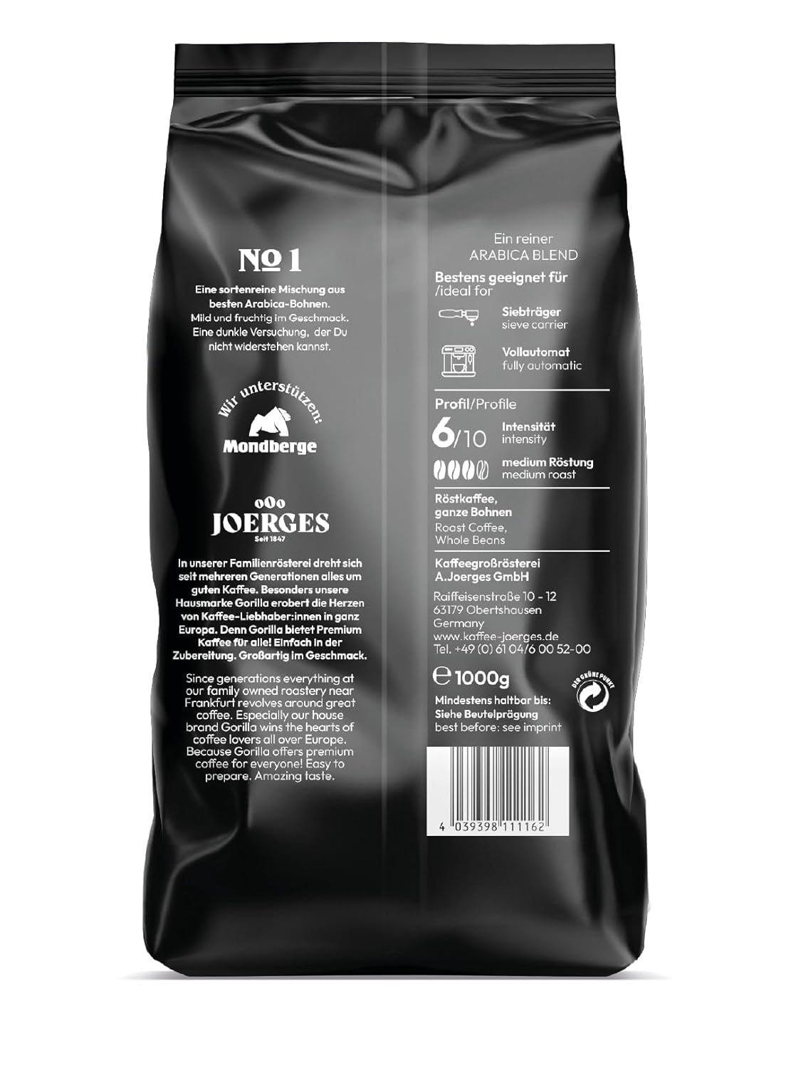 Joerges dark_roast, Crema Espresso N. 1,1 kg