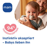 Ciucci MAM originali | Lunedì 6-16 | Set ciuccio per neonati e bambini piccoli | Accettazione 94% | Aiuta a prevenire l'allineamento indesiderato dei denti | Ciucci per bambini in silicone SkinSoft | Coccodrillo/Leone | Confezione da 4