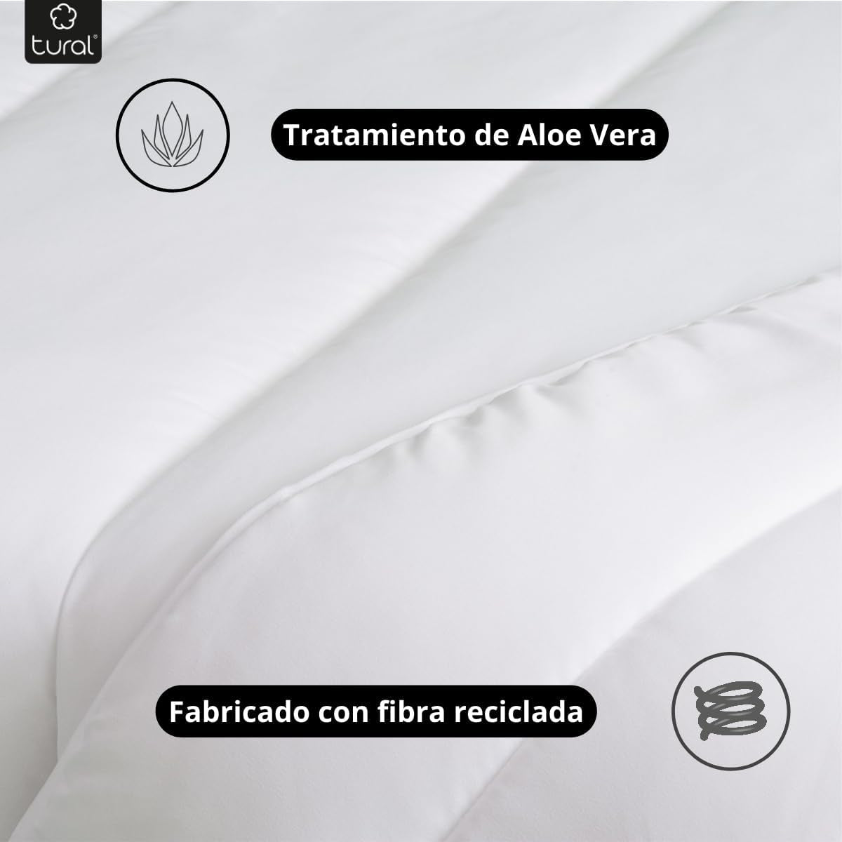 Tural - Trapunta 150 X 220 cm con trattamento Aloe Vera, imbottitura in fibra 300 G/M², morbida, traspirante, certificata Oeko-Tex (bianco, letto 90 cm) Trapunte e Trapunte Naty Shop