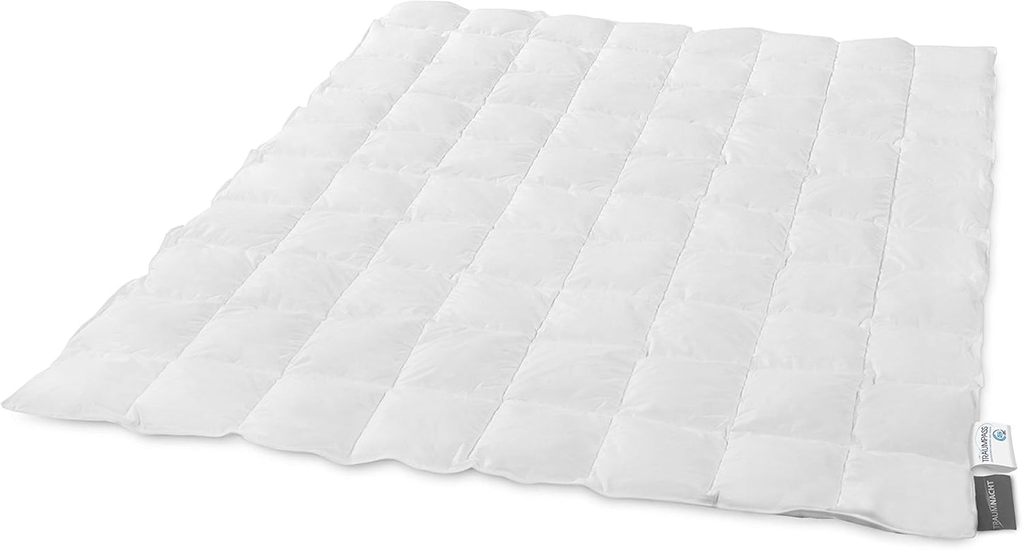 Traumnacht Basic Piumino leggero con nuova piuma bianca (60%) e piume (40%), DIN EN 12934, 135 X 200 cm, certificato Down Pass e Oeko-Tex, prodotto secondo lo standard di qualità tedesco. Piumini e trapunte Naty Shop 60% piumino / 40% piume Coperta estiva leggera 135 X 200