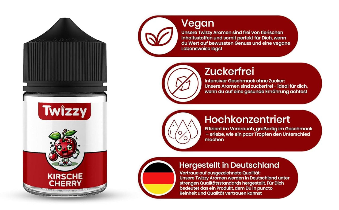 Aroma alimentare Twizzy Ciliegia - 60 ml - Gusto intenso - Ideale per dolci Aromas Naty Shop