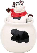 Dekohelden24 scatola portaoggetti in ceramica per mucche, ca. 12 x 11 x 20,5 cm, 20 contenitori per alimenti Naty Shop Zuccheriera