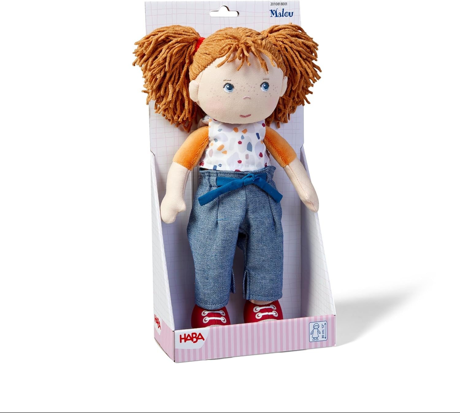 bambola HABA Malou - bambola morbida alta 30 cm per giocare e abbracciarsi - materiali morbidi e lavabili - alternativa ideale alle bambole di peluche - adatta a bambini da 1,5 anni - 2010818001