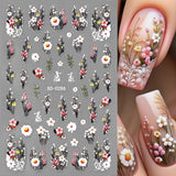 Adesivi per unghie con fiori di prugna, Adesivi per unghie con fiori bianchi e rosa, Adesivi per unghie con fiori in rilievo, Adesivi per unghie con fiori primaverili ed estivi, Disegni per unghie, Accessori per unghie, Nail Art