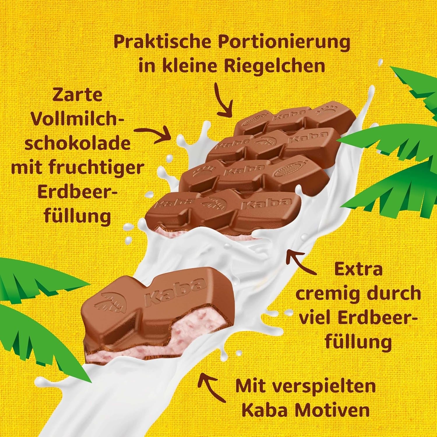 Cioccolato al latte Kaba con crema alla fragola, barretta di cioccolato ripiena, barretta da 90 g, cioccolato che si scioglie in bocca con crema fruttata alla fragola e gusto originale Kaba (confezione da 2)