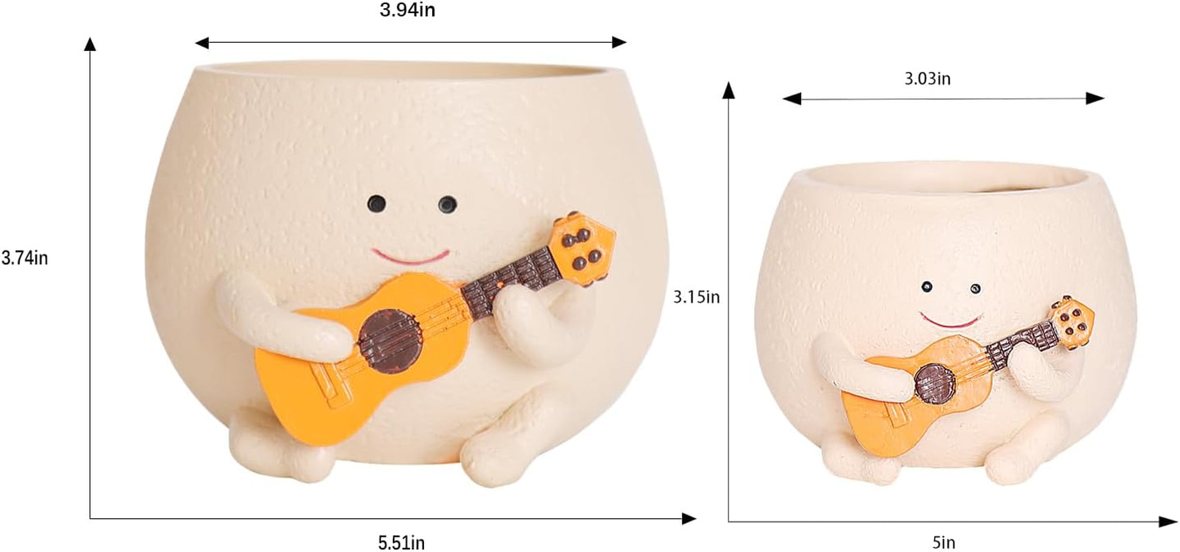 Vasi da fiori con faccina carina Testa in resina Collana di perle Vaso da fiori Chitarra unica Vaso da fiori succulento per interni ed esterni Idea regalo per la mamma