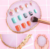 Harz Nail Art Palette, Maniküre Gemalt Palette, Goldener Rand Nagelleck Palette, Nail Art Make up Palette Display Fach Nagel DIY Zubehör (Bianco)