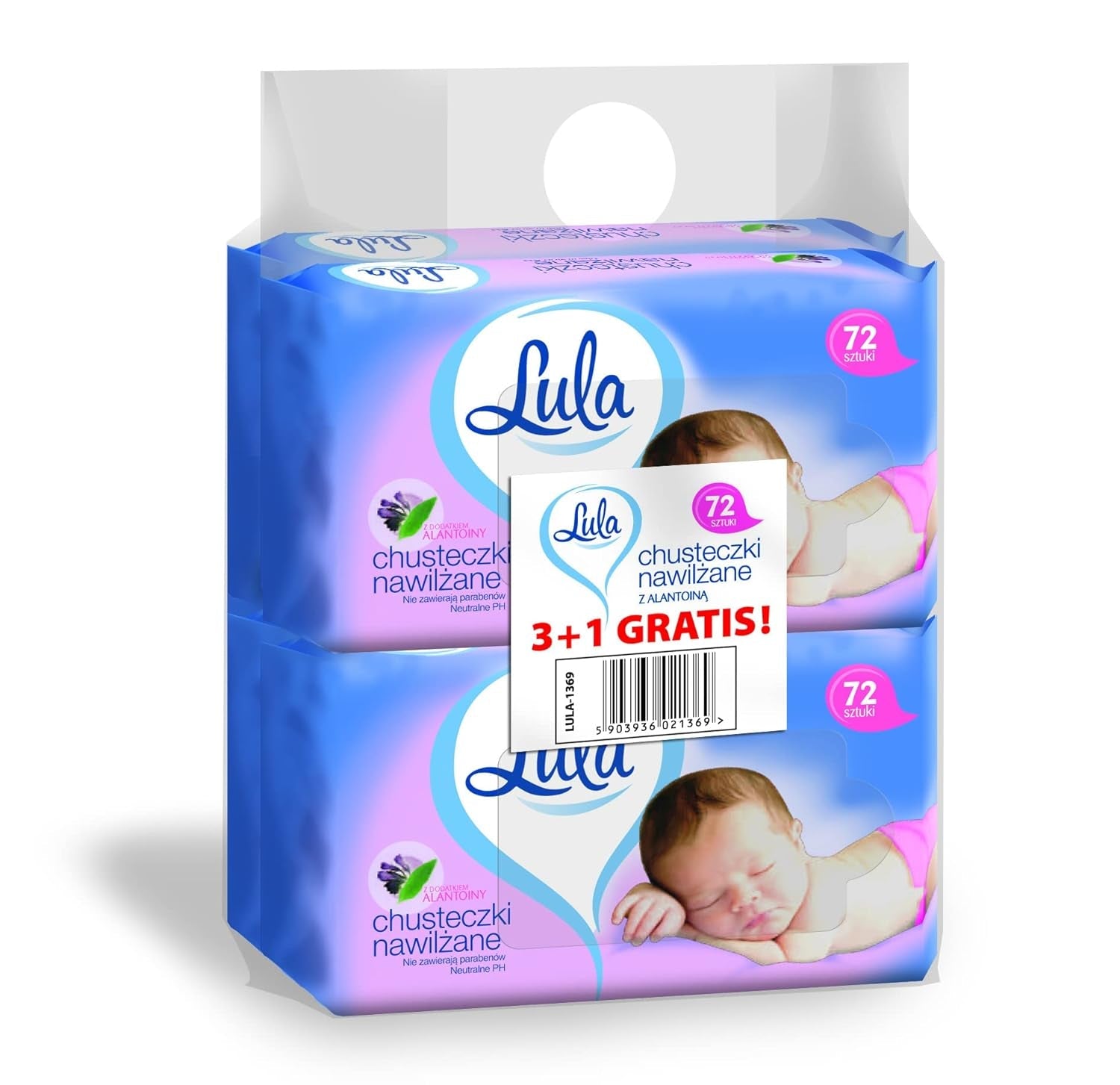 Salviette neonato con ALANTOIN 72 pz 3 pz + 1 pz omaggio
