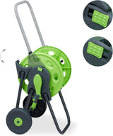 Relaxdays Carrello Portatubo 45m 1/2" Avvolgitubo Acqua Giardino 82,5x43x34cm Grigio-Verde
