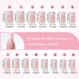 30 unghie finte francesi - colla su unghie artificiali - unghie in gel morbido per donne - manicure quadrata per unghie adesive acriliche (rosa francese)
