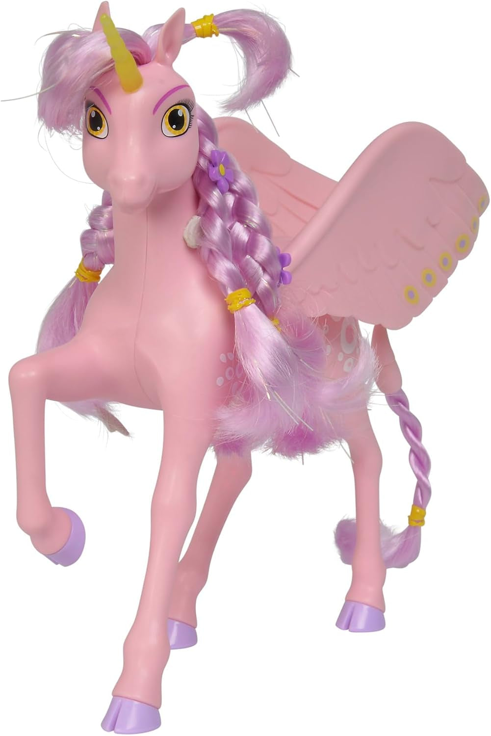 Simba 109480092 - Mia and Me Unicorn Kyara, con ali mobili, fermagli per capelli e spazzola per acconciare, 20 cm, dai 3 anni in su, rosa