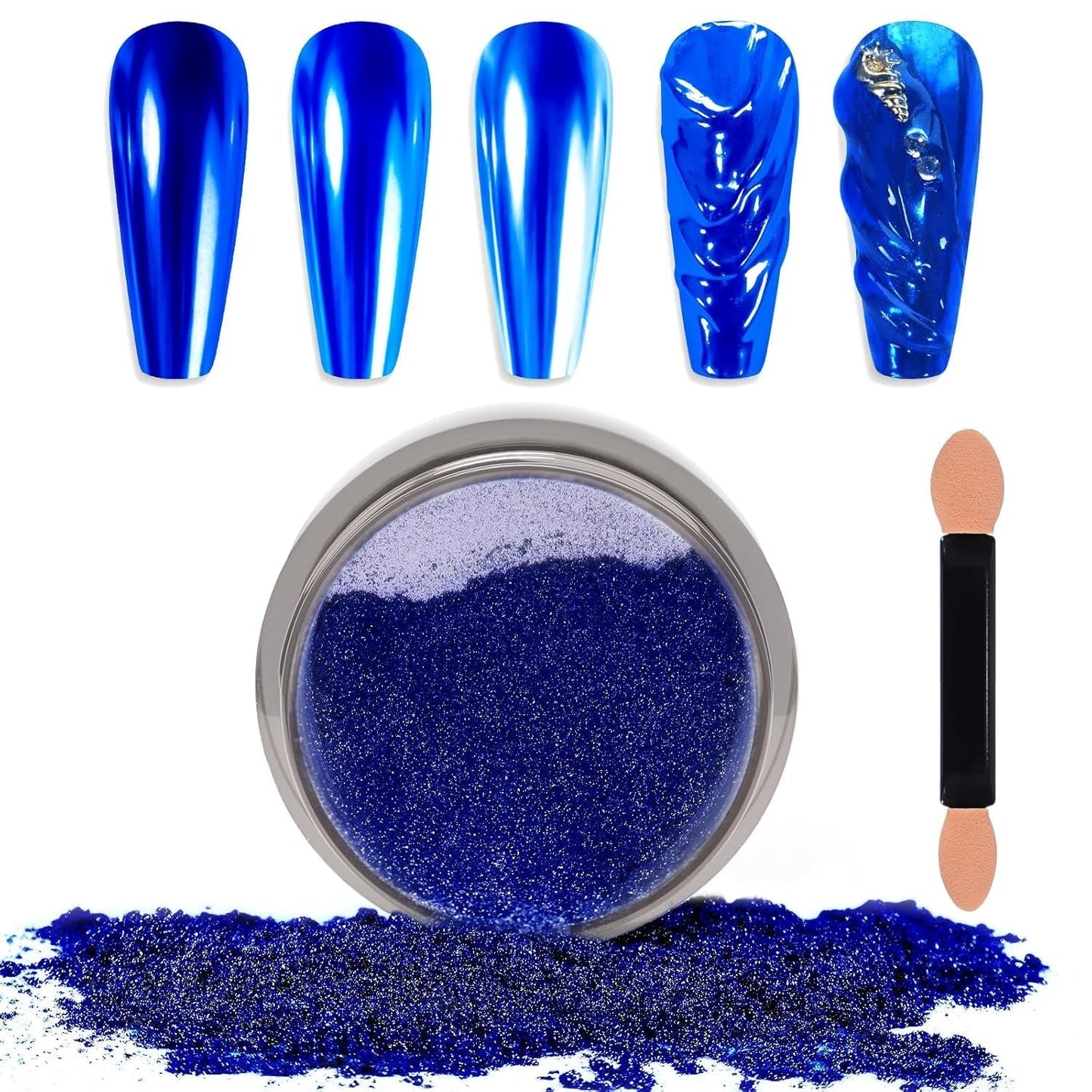 Chrome Nagel Pulver Spiegel Effekt Metallic Staub Holographische Glitter Glasierte Maniküre Dekoration Pigment riflettente per lo smalto gel fai da te Nail Art, Harz Handwork, Geschenke Für Gold