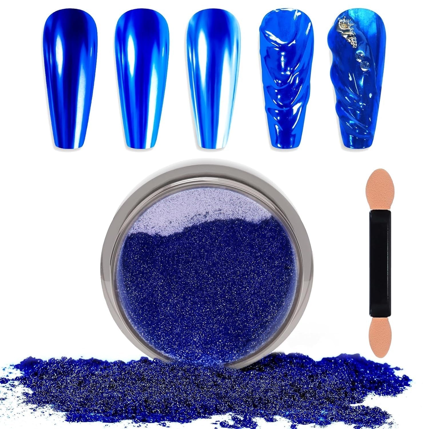 Chrome Nagel Pulver Spiegel Effekt Metallic Staub Holographische Glitter Glasierte Maniküre Dekoration Pigment riflettente per lo smalto gel fai da te Nail Art, Harz Handwork, Geschenke Für Gold