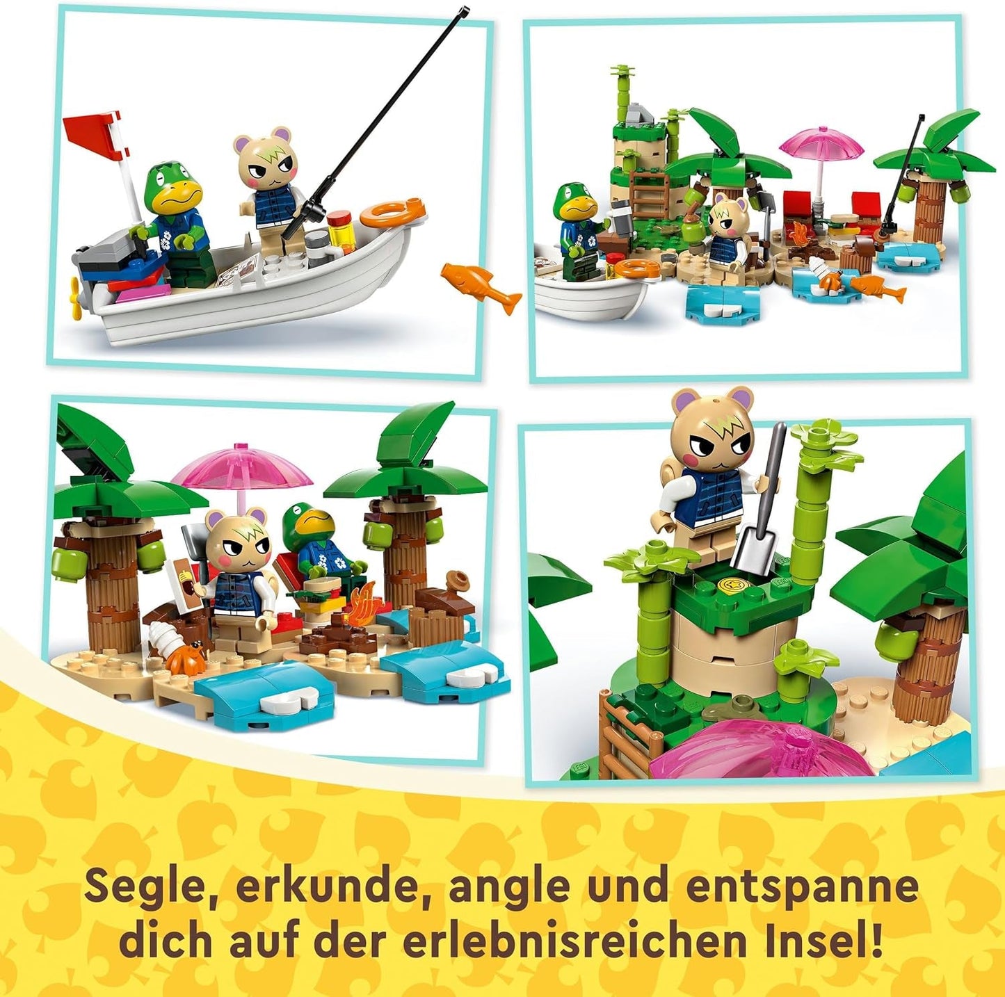LEGO Animal Crossing Käptens Island Boat Tour, giocattolo creativo per bambini con 2 minifigure della serie di videogiochi incluso Huschke, regalo per ragazze e ragazzi a partire da 6 anni 77048 Set da costruzione Besuche den LEGO-Store