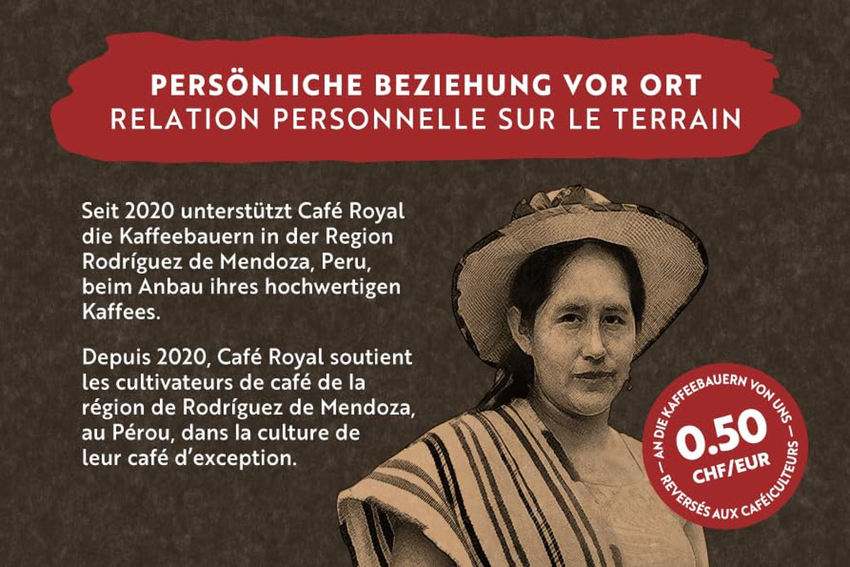Café Royal Bio Espresso Perù – 100% Arabica Kaffeebohnen, aroma intenso, dunkle Röstung, Stärke 4/5, Bio & Fairtrade, 500 g ganze Bohnen